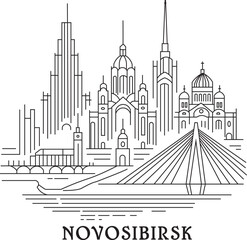 Fototapeta premium Novosibirsk City Line Draw Simple Minimalist