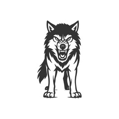 Obraz premium Wolf Vector Nightfall Stencil
