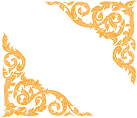Fototapeta premium Gold Thai-Style Ornamental Pattern on Black Background