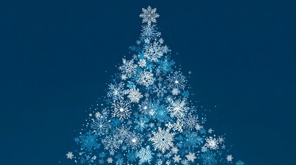 Greeting card with a Christmas tree. A blue backdrop with a Christmas tree composed of several snowflakes. useful as a greeting card as well. The Eps file is accessible