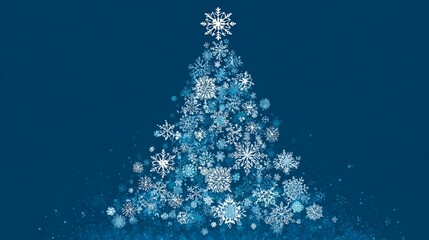 Greeting card with a Christmas tree. A blue backdrop with a Christmas tree composed of several snowflakes. useful as a greeting card as well. The Eps file is accessible