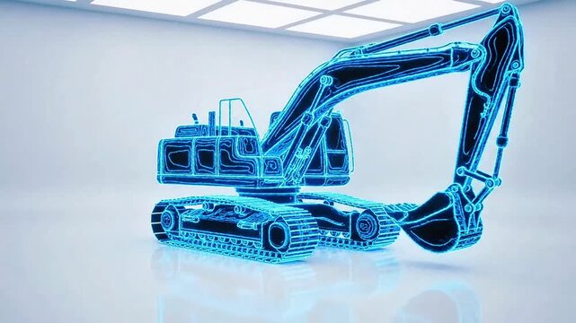 Holographic Excavator in Digital Environment Showcase
