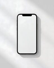 Smartphone with Pure White Blank Screen, Soft Shadow, App Presentation Mockup