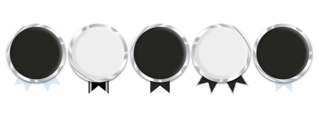 Shiny silver badge and label pack with luxury metallic frames, polished chrome accents, and refined decorative ornaments ideal for premium product packaging and high-end brand visuals