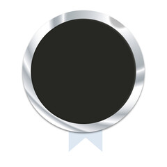 Shiny silver badge and label pack with luxury metallic frames, polished chrome accents, and refined...