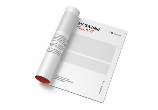 Rolled Page Magazine Mockup PSD