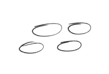 Hand-Drawn Black Marker Circle Highlights – Doodle Style Shapes Isolated on Transparent Background