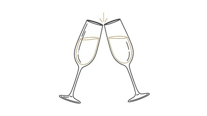 Two champagne flutes toasting with golden liquid © ACA