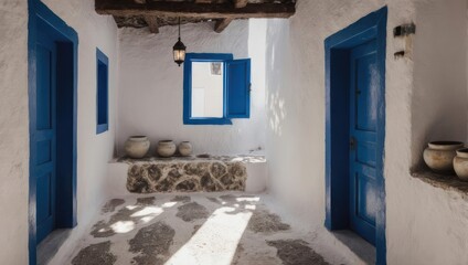 Greek Island Architecture - Blue Doors and White Walls.
