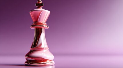 A striking pink king chess piece stands tall on a soft purple background, representing strategy and royalty, ideal for chess enthusiasts and design lovers alike.
