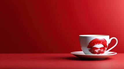 This stylish coffee cup features a playful lip print design, adding a touch of personality to everyday moments, making it perfect for lifestyle and coffee-related themes.