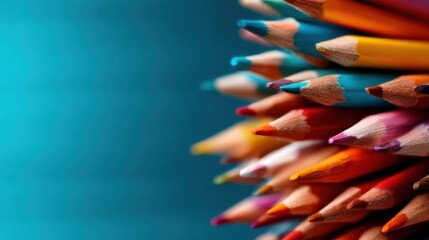 This image showcases a stunning array of colored pencils arranged to create a harmonious and vibrant visual, highlighting artistic creativity and potential for artistic expression.