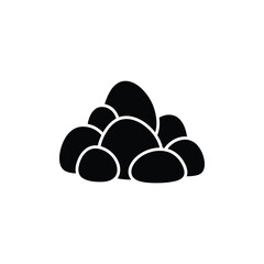 Simple black and white icon illustration of a small pile of rounded rocks