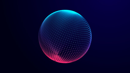 Abstract technology sphere with connecting dots, lines and triangles. Digital abstract network structure. 3D rendering.