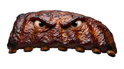 Funny ribs with eyes isolated on transparent background