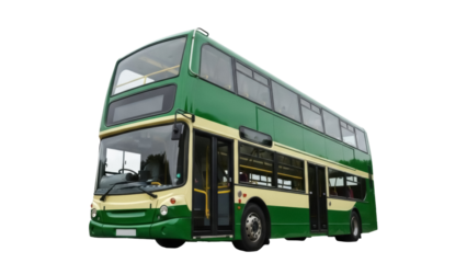 Isolated green double decker bus for city public transport, urban transportation vehicle