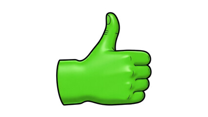 Isolated Cartoon Green Hand Gesture with Thumb Up Suggesting Approval or Success, Good Sign