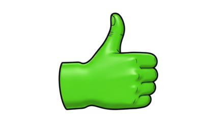 Isolated Cartoon Green Hand Gesture with Thumb Up Suggesting Approval or Success, Good Sign