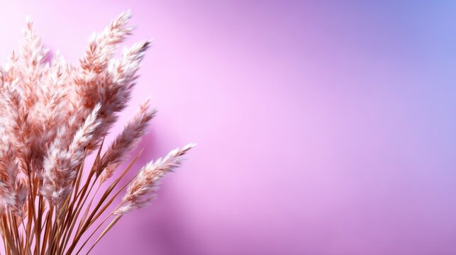 This stunning image showcases pampas grass against a soft gradient background, creating an elegant and calming visual, celebrating the beauty of nature and simplicity in design.