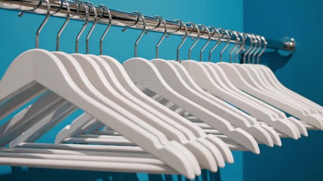 clothes hangers in a row