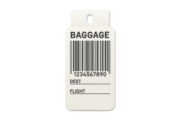 Baggage tag with barcode and flight identifier