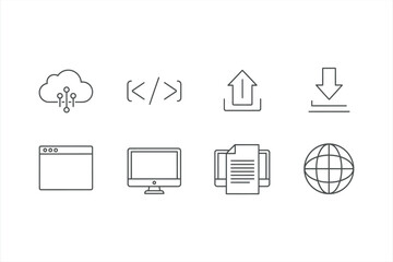 Technology and Data Line Icons Set