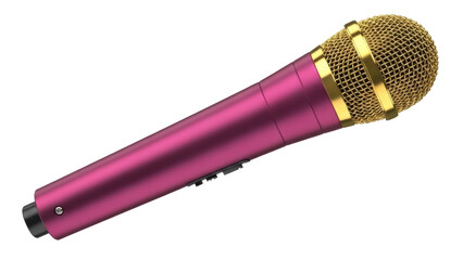 Isolated microphone with gold mesh head for singing or speaking in a studio or on stage