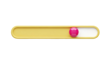 Isolated slider graphic with a pink ball in a yellow channel, presentation object, 3d render