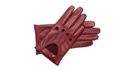 Isolated pair of brown leather driving gloves with ventilation holes for men or women fashion
