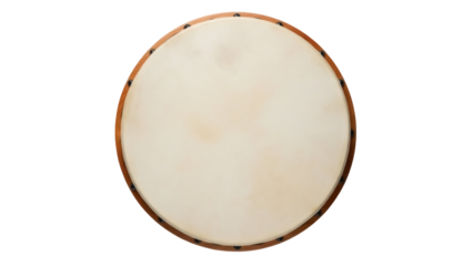 Isolated bodhrán Irish frame drum musical instrument hand-held drum Celtic music percussion beat