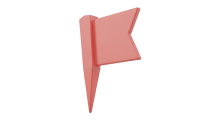 Isolated pink flag icon with triangular base, representing destination marker or bookmark