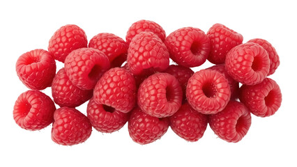 Isolated heap of ripe red raspberries, succulent fresh fruit, juicy berry treat © Anneliese
