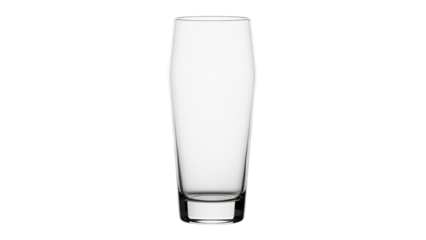 Isolated clear glass tumbler for water, beer, soda, or drinks on neutral studio background