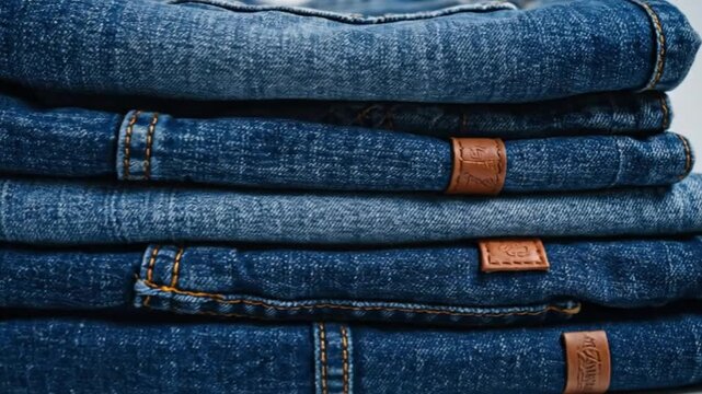stack of blue jeans