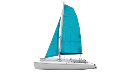 Isolated sailboat with sails hoisted, ready to sail, a recreational vessel for the ocean