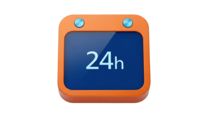 Isolated 24h hour timer button icon, clock indicating duration, time frame, appointment, schedule