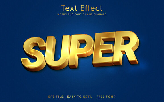 Editable 3d luxury super gold text style effect template in Illustrator