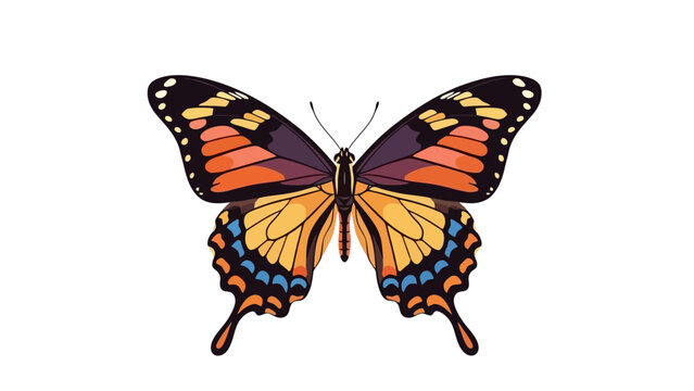 Vibrant Butterfly Illustration Featuring Orange and Black Wings with Intricate Patterns and Details, fgh.eps Style