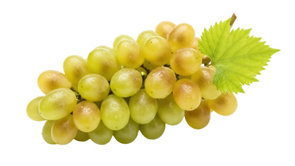 Isolated bunch of grapes with leaf, fresh sweet fruit, vibrant color, nature's bounty