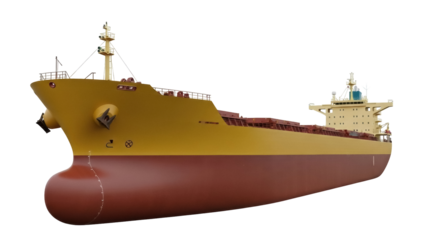 Isolated ocean cargo ship on display ready for trade and commerce activities around the globe