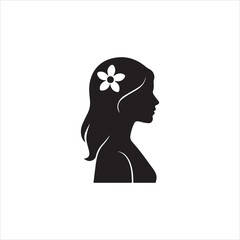  Silhouette woman head profile with flower decoration vector illustration