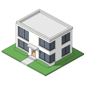 Modern Two Story White House Building.