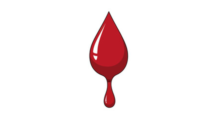 Fototapeta premium Single Red Blood Drop Illustration with Glossy Highlight.
