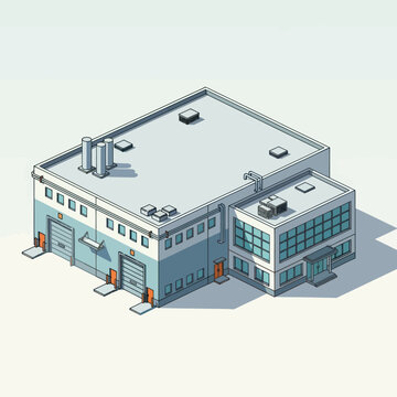 Isometric Industrial Building Structure.