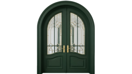 Isolated ornate entrance door of a luxury home, exterior view, elegant and stylish decor