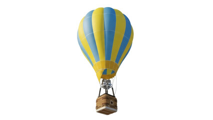 Fototapeta premium Isolated hot air balloon floating mid-air on a bright day, beautiful, colorful aircraft