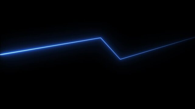 Moving neon line stripes animation. Neon laser line on black background. Neon curve line technology. Glowing neon curve laser lines.