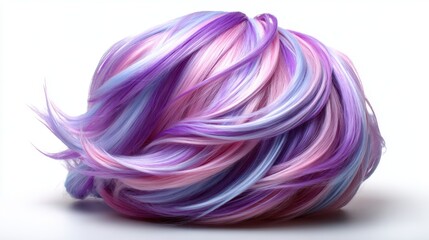 A stunning synthetic wig showcasing flowing strands of purple and pink hues, illustrating vibrant fashion, self-expression, and creative styling options for diverse looks.