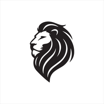 Silhouette lion head side view logo vector illustration