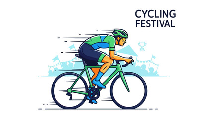 Fototapeta premium Athletic Cyclist in Motion During a Cycling Festival Event.